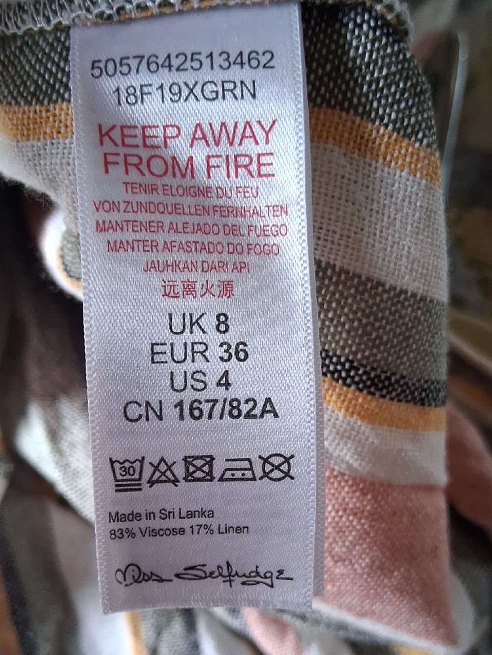 Miss Selfridge Striped Viscos And Linen Midi Dress SriLanka Sz 4 - Picture 11 of 12